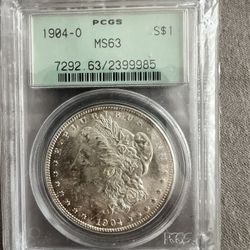 1904-O Morgan Silver Dollar PCGS MS63 (old Green Holder)