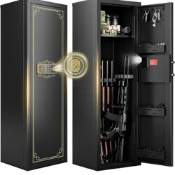 Biometric Gun Safe for Rifles and Pistols, Large Capacity Biometric Rifle Safe, Gun Cabinet for Home with Removable Shelf, Secure Storage for Shotguns