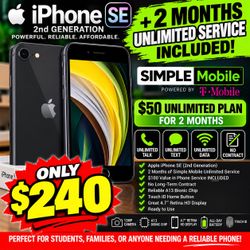 iPhone SE 2nd gen with 2 months of service included