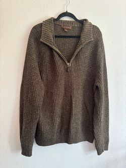 Tasso Elba Olive Green Half-Zip Ribbed Sweater
