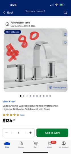 allen + roth Veda Chrome Widespread 2-handle WaterSense High-arc Bathroom Sink Faucet with Drain