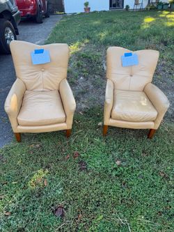FREE LEATHER WOOD CHAIRS