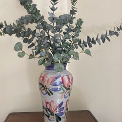 Artist signed Flower Pottery Vase