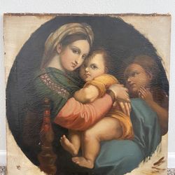 Madonna and Child Christ with St. John after Raphael Oil Panting Copy 