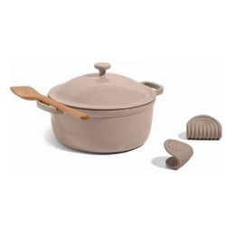 Our Place Cast Iron Perfect Pot | 6-in-1 Multifunctional 5.5 Qt. Toxin-Free Enameled Dutch Oven with Self-Basting Lid | Hot Grips & Beechwood Scraper