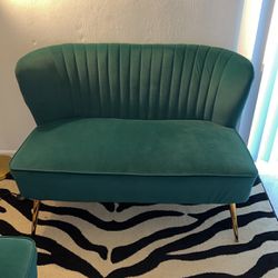 Chic Green Suede Sofa