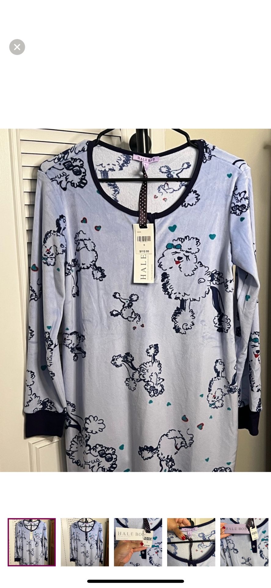Hale Bob Blue Poodle Print Nightgown