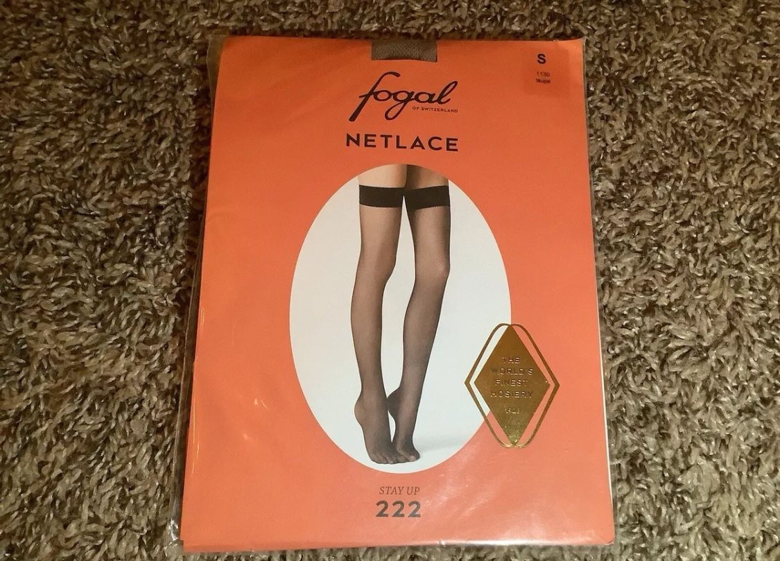 Fogal Netlace fishnet stay up stockings, color taupe, size: S