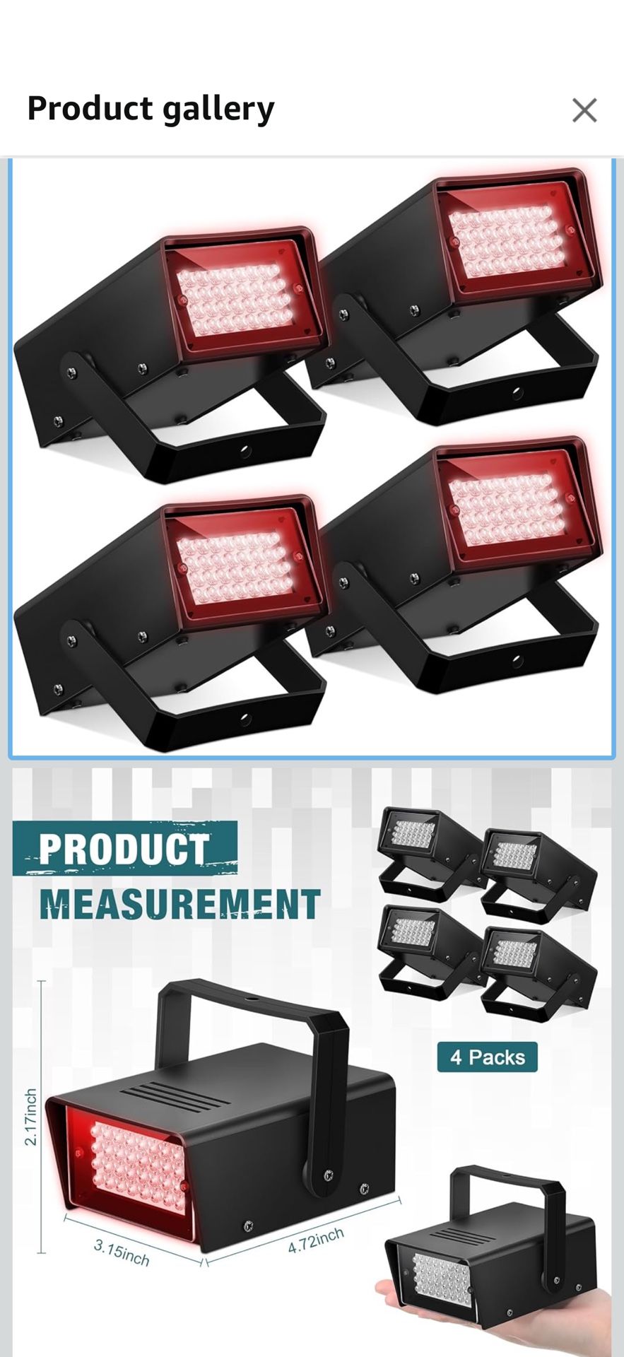 a 4 Packs Strobe Party Lights, Bright LED Strobe Stage Light Mini Party Lights Adjustable Flash Speed Control for Stage Club Disco Bar Halloween Decor