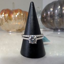 Solid .925 Sterling Silver Moissanite Ring Set
