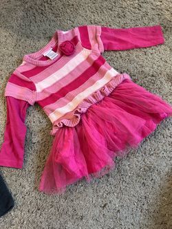 Youngland Pink Striped Tutu Sweater