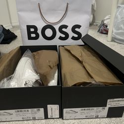 BOSS white leather mens sneakers 