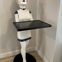 3ft Tall Vintage Bombay Spooky Halloween Dead Looking French Maid Waitress Serving End Table Decoration 