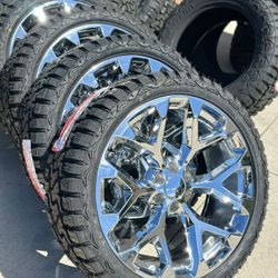 Sale 22x9 CHROME SNOWFLAKES With 33inch TIRES ON BIG SALE 