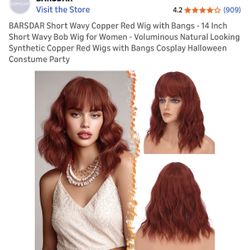 Short Copper Red Wig