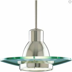 Progress Lighting Glass 1-Light Pendant in Brushed Nickel
