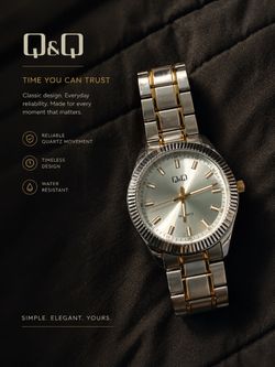 Q&Q Quartz Two-Tone Stainless Steel Watch