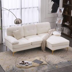 Cream white Sectional Sofa 83" L-Shape Couch