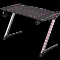 Gaming Desk Black Carbon Fiber PVC