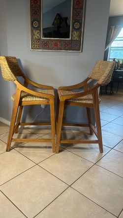 Solid Wood Woven Counter Stools