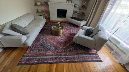 Abisko 91" Sofa, ottoman, lounge chair, and ruggable rug
