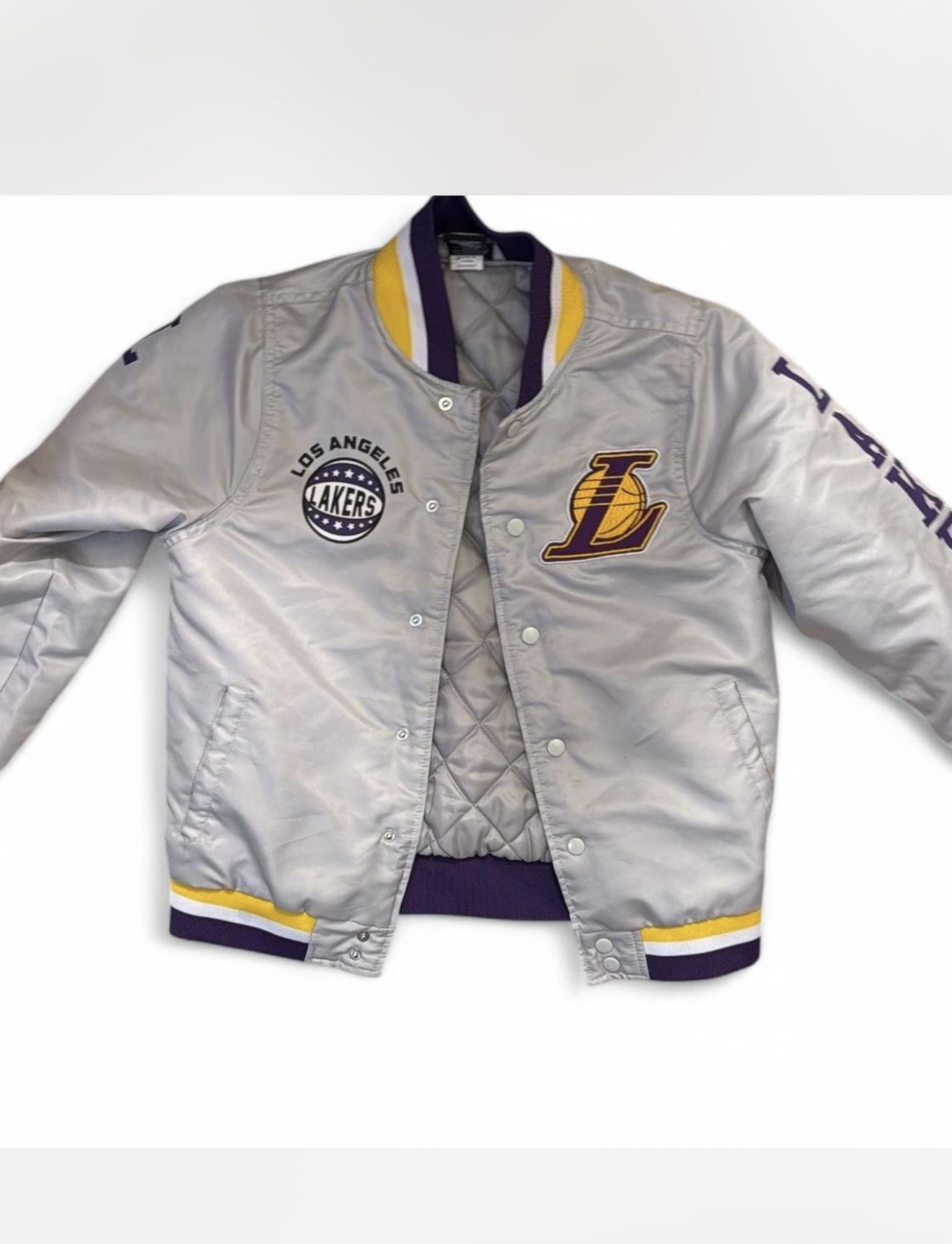 NBA Youth Los Angeles Lakers satin bomber jacket  Great condition  Size Medium 10/12  If you have any questions about sizing or shipping feel free to 