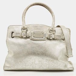 Michael Kors Snaked Leather Silver Tote Back 
