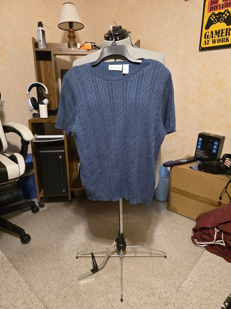 Blue Short Sleeve Knit