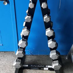 New!! 5-30lb. Dumbbell Set With Rack And Free Mat