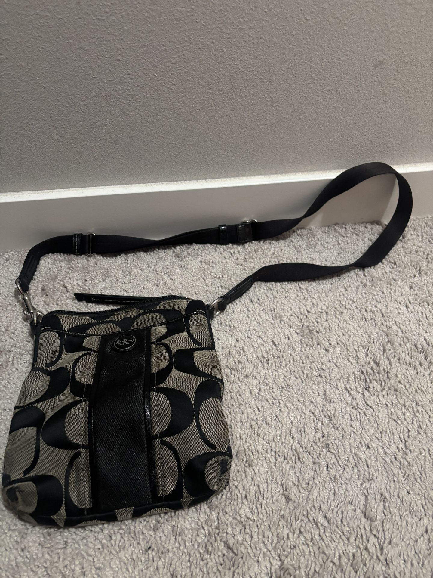 Black And Gray Coach Crossbody Bag