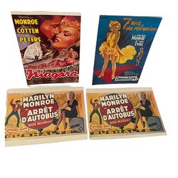 Marilyn Monroe FRENCH movie posters 4 POSTCARD size LOT made in France Vintage