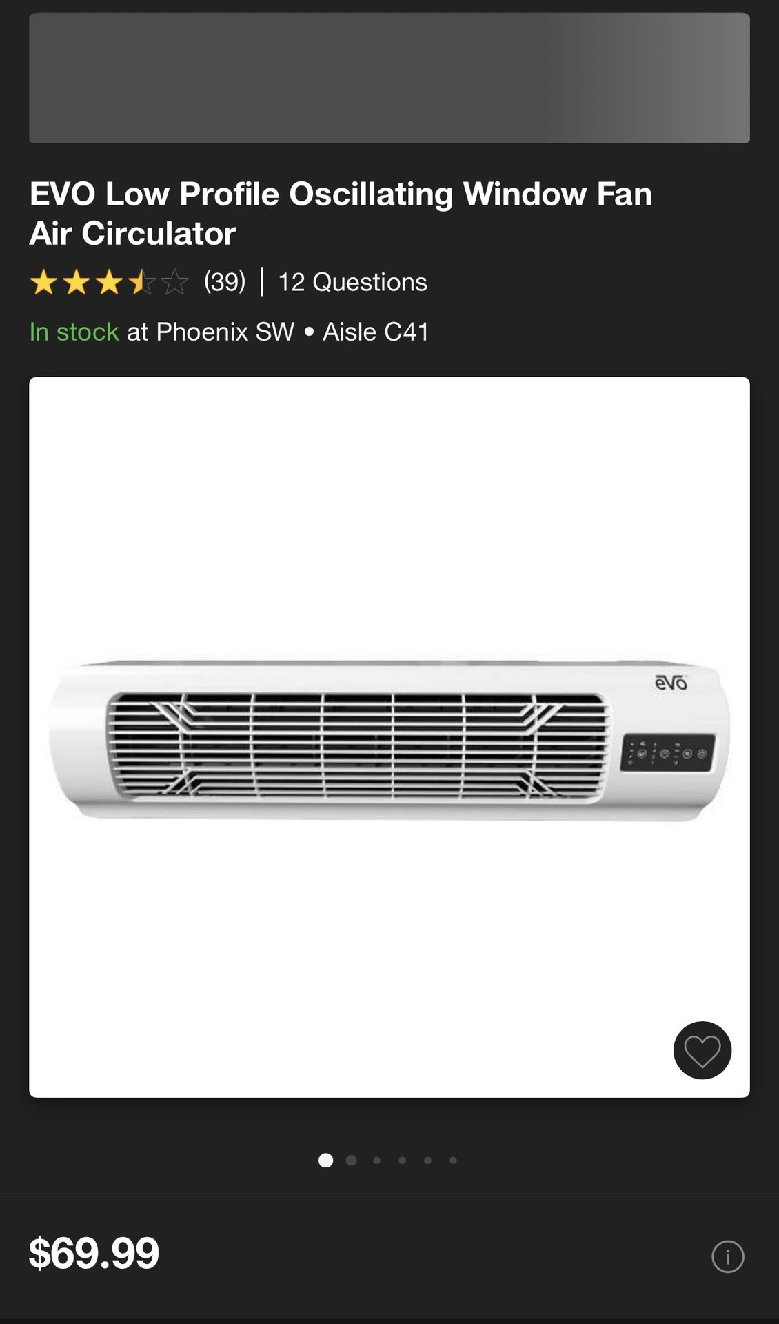 EVO low Profile Oscillating Window Fan Air Circulator