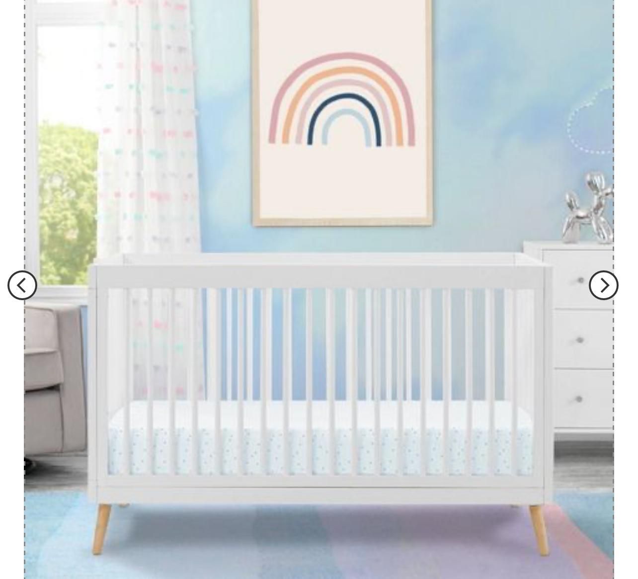 Delta Children Jordan 4-in-1 Convertible Crib with Mattress.