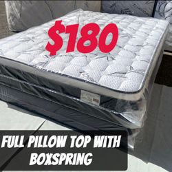 Full Pillow Top And Box Spring Included