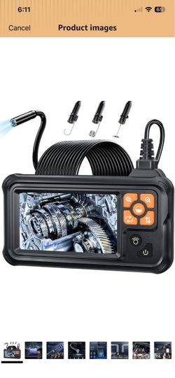 SKYBASIC Industrial Endoscope Borescope Camera with Light, 4.3'' HD Digital Handheld Waterproof Sewer Tools Snake Inspection Camera with 8 LED Lights 