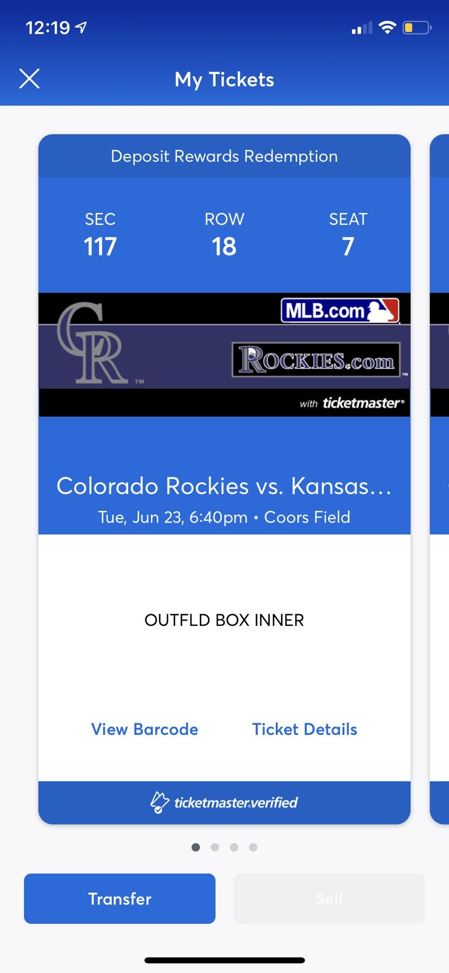 4 tickets June 23rd vs Royals. Section 117