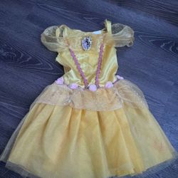 Disney Princess Belle Costume Dress – Size 3T– Glittery Gold & Rose