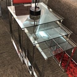 Glass And Chrome Coffee And Nesting Tables 