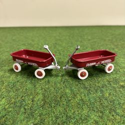 *(2) Vintage Mini Radio Flyer My Little Red Wagons Small Pull Toys - “1990”