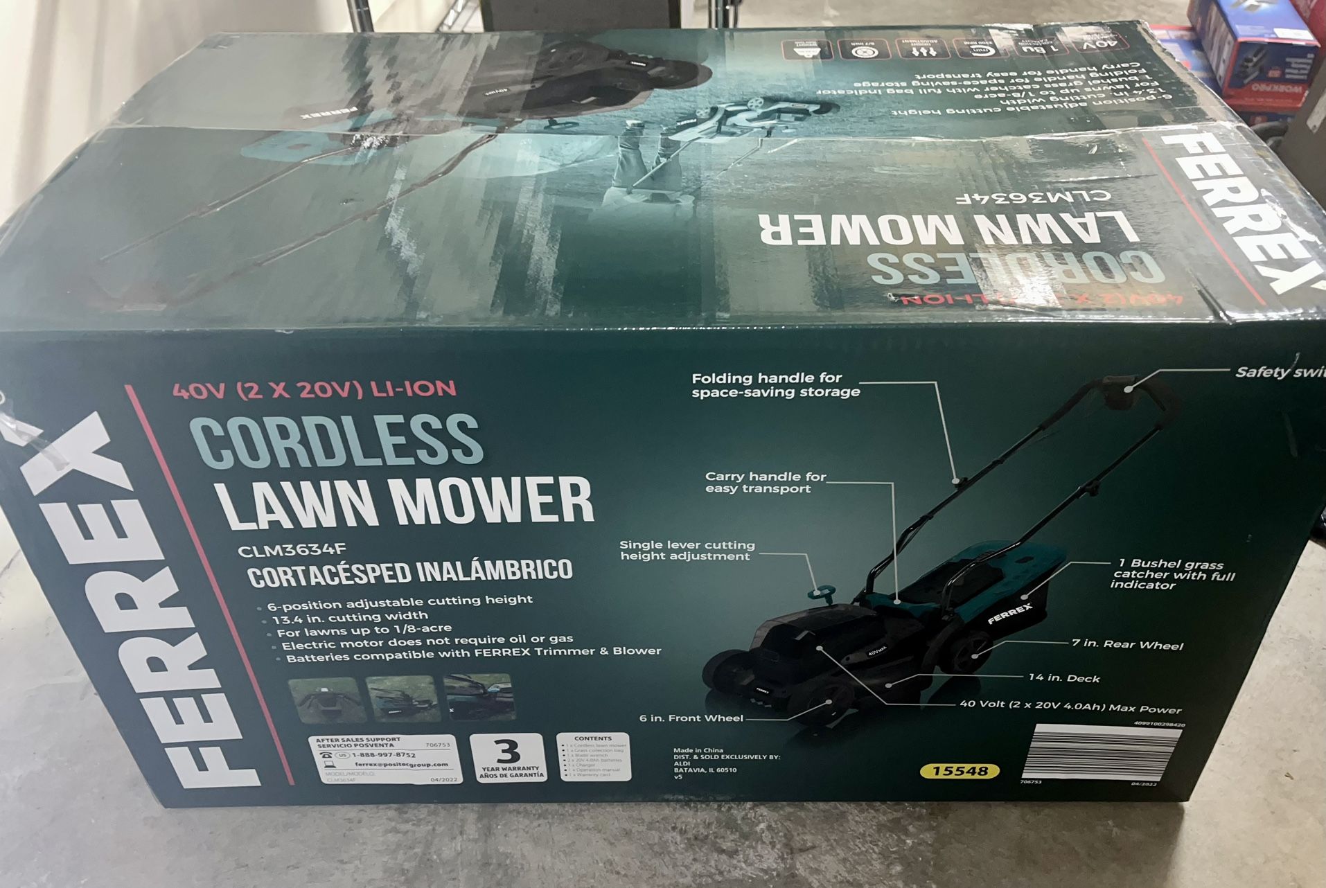 Sealed & Brand New Ferrex Cordless Lawn Mower Model CLM3634F