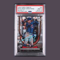 2024 Topps Tribute Pete Crow-Armstrong RC Auto Black 1/1 PSA Mint 9