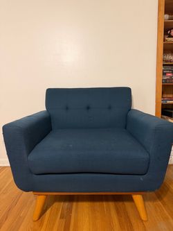 OBO Blue Mid-Century Modern Oversized Accent Chair