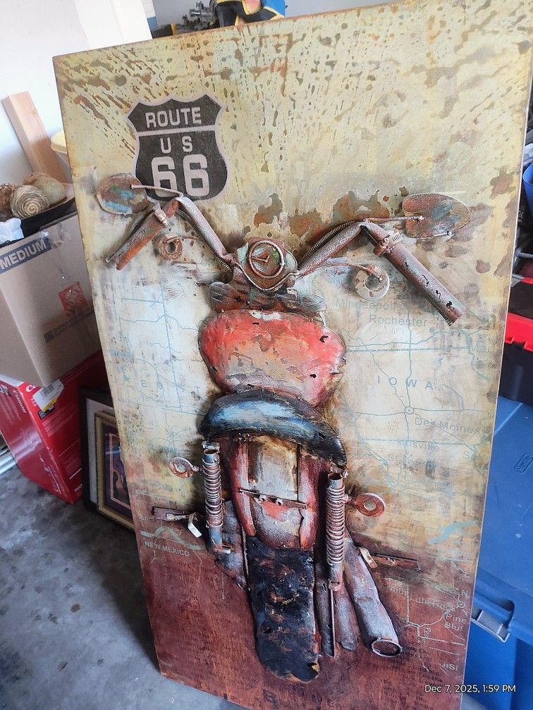 Welded Dimensional Motorcycle Wall Art
