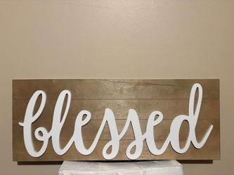 Blessed Wood Wall Sign Farmhouse Decor