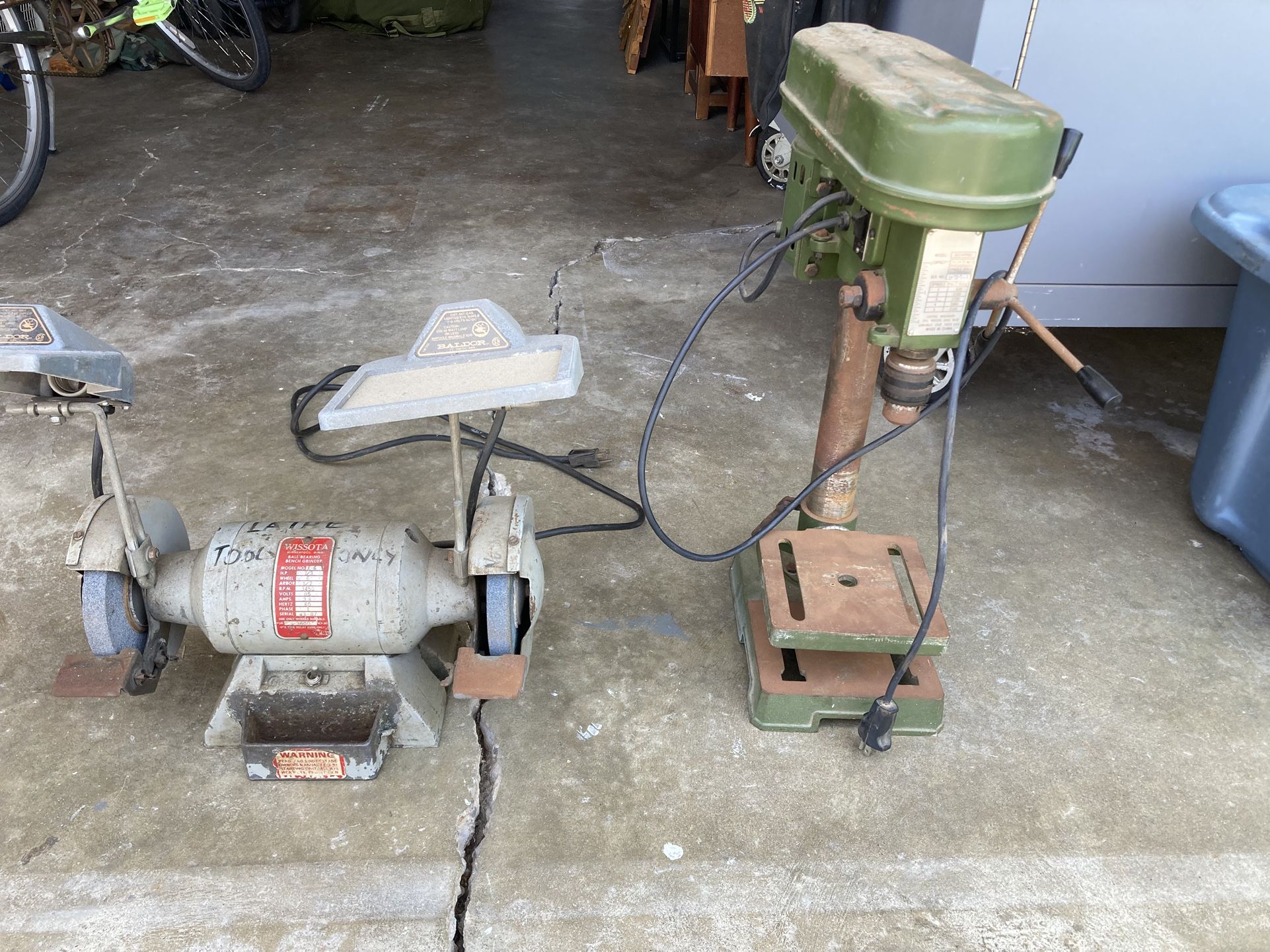 Vintage Bench Grinder And Drill Press