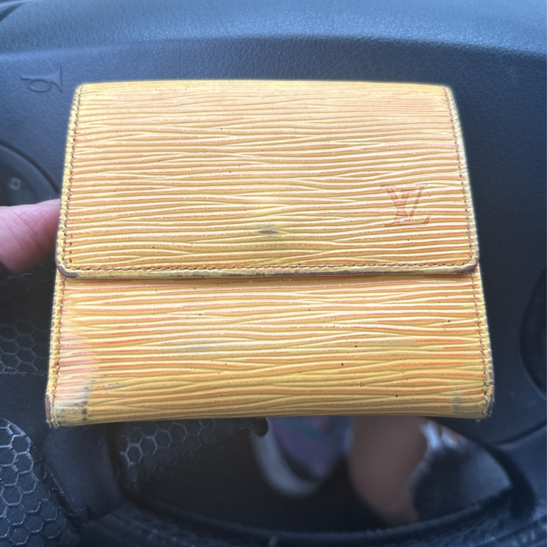 Louis Vuitton,-  Yellow On Purple Epi Leather Wallet 