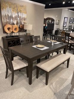 Dining Set Table With 4 Chairs & Bench