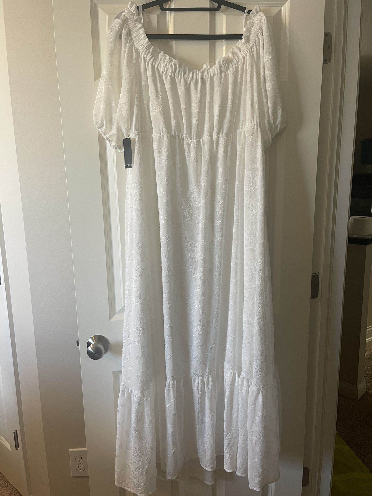 ELOQUII White Off Shoulder Maxi Dress Sz 18 New