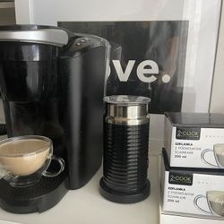 K-Keurig Compact  Single Serve Coffee and Nespresso Latte Maker K-Cups Filter cappuccino Glasses