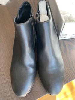 Black Smooth Leather Ankle Boots Size 12M